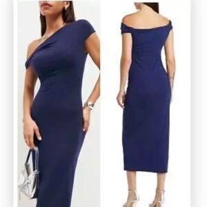 Reformation Jamen One Shoulder Body-Con Dress Danube Navy Small NWT